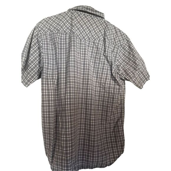 Wrangler Men's White & Gray Short Sleeve Plaid Button-Up Shirt Size L - Picture 6 of 11